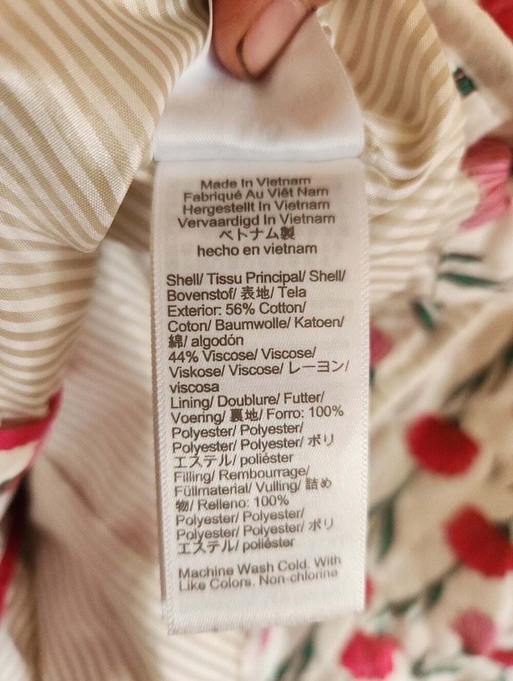 J.Crew Quilted Jacket Blazed Cream Pink Floral Cotton Blend Large 12 - Picture 8 of 9